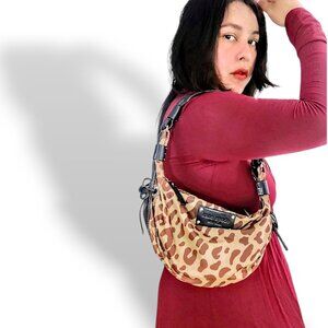 Kate Spade animal print hobo nylon shoulder bag Y2K